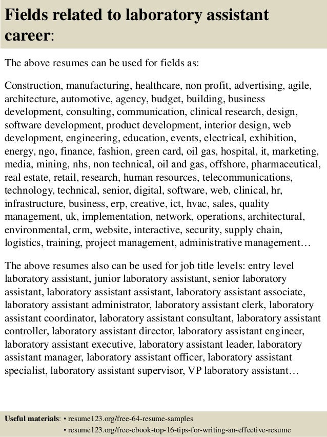lab assistant resumes