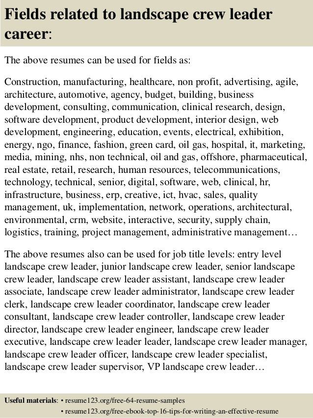 top 8 landscape crew leader resume samples materials engineer resumes