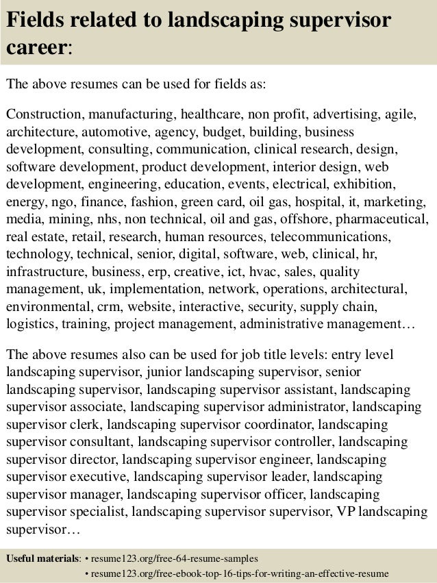 Sample resume for landscaper