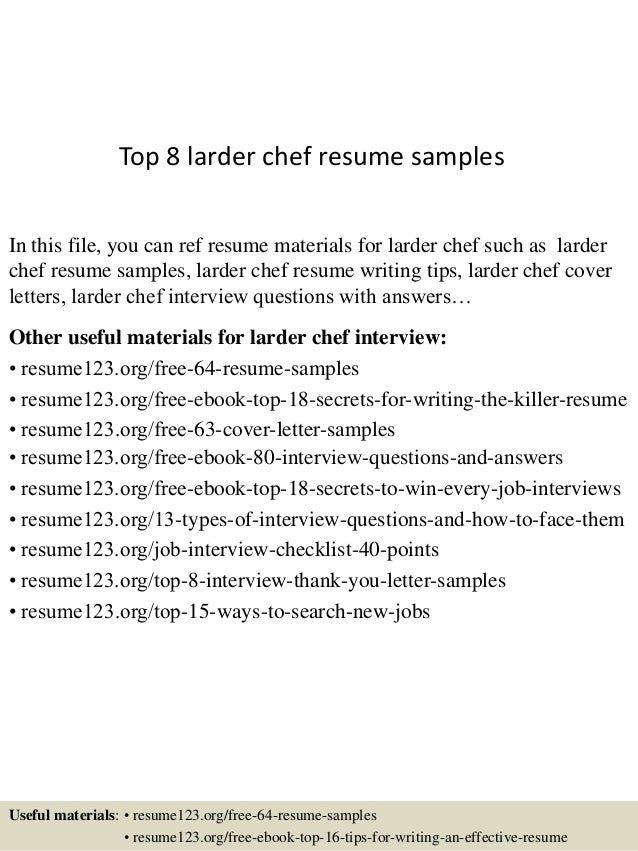 Chef resume writing