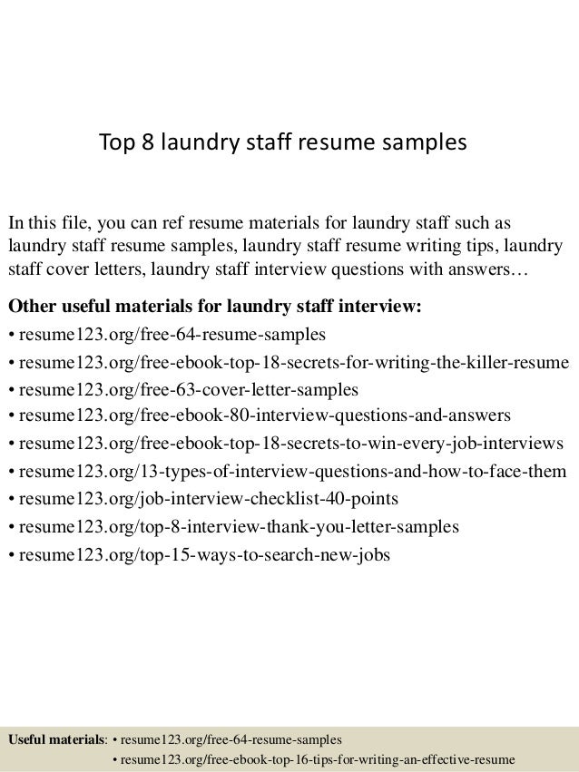 Top 8 laundry staff resume samples