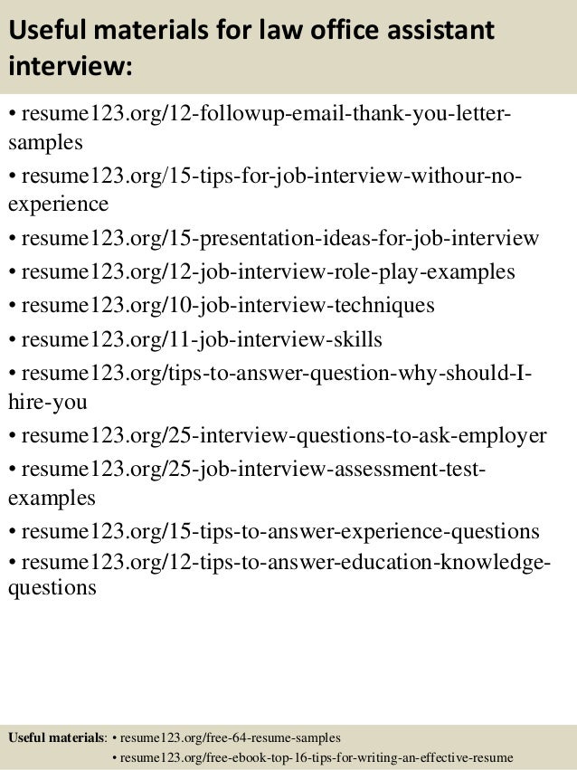 Law office assistant resume sample