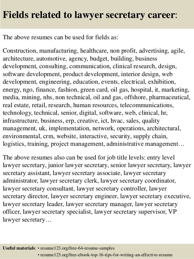 Top 8 lawyer secretary resume samples