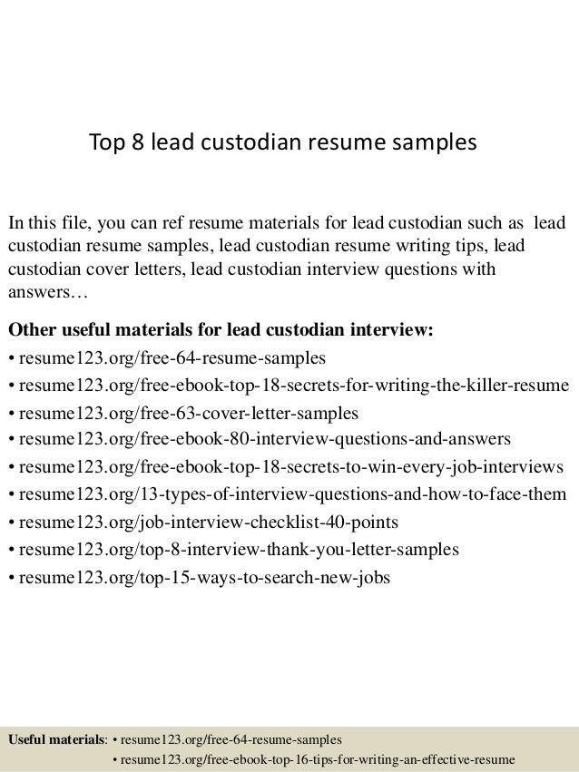 custodian cover letter samples