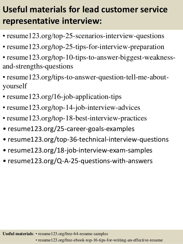 13 useful materials for lead customer service representative - Customer Service Representative Resumes 13 useful materials for lead customer service representative - Customer Service Representative Resumes