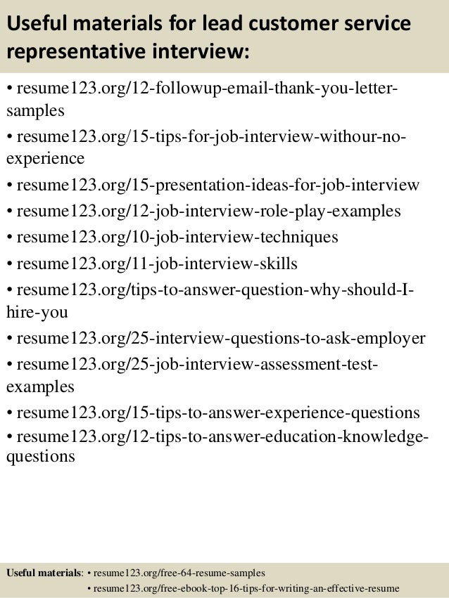 Top 8 lead customer service representative resume samples