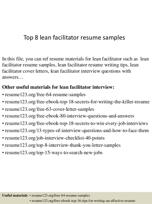 facilitator resume sample