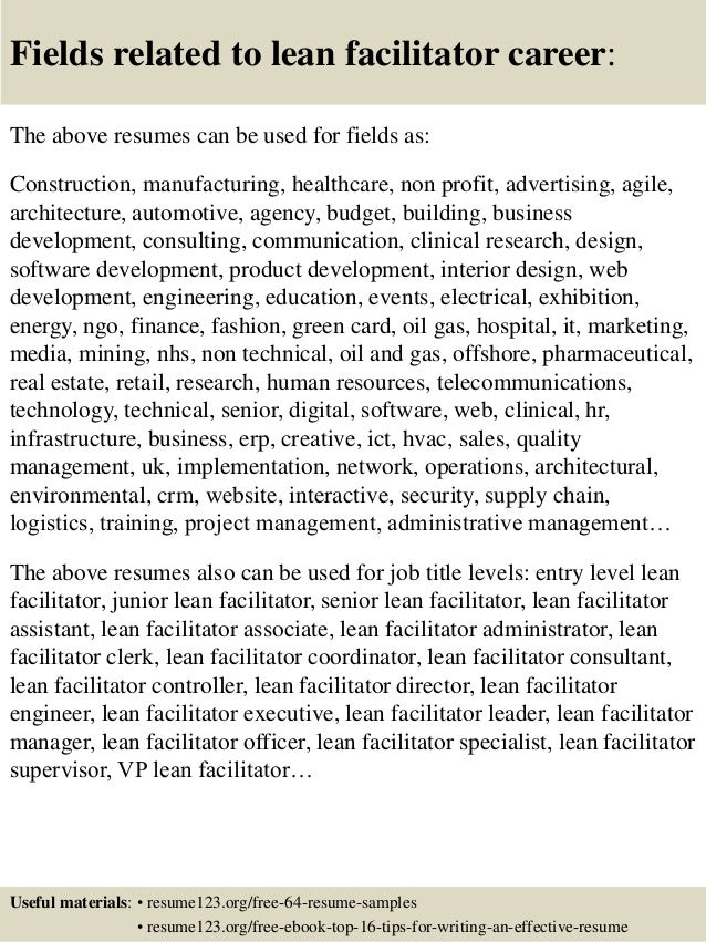 lean manufacturing resumes