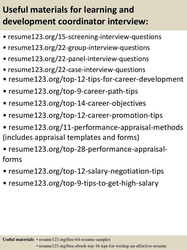 learning and development resume samples