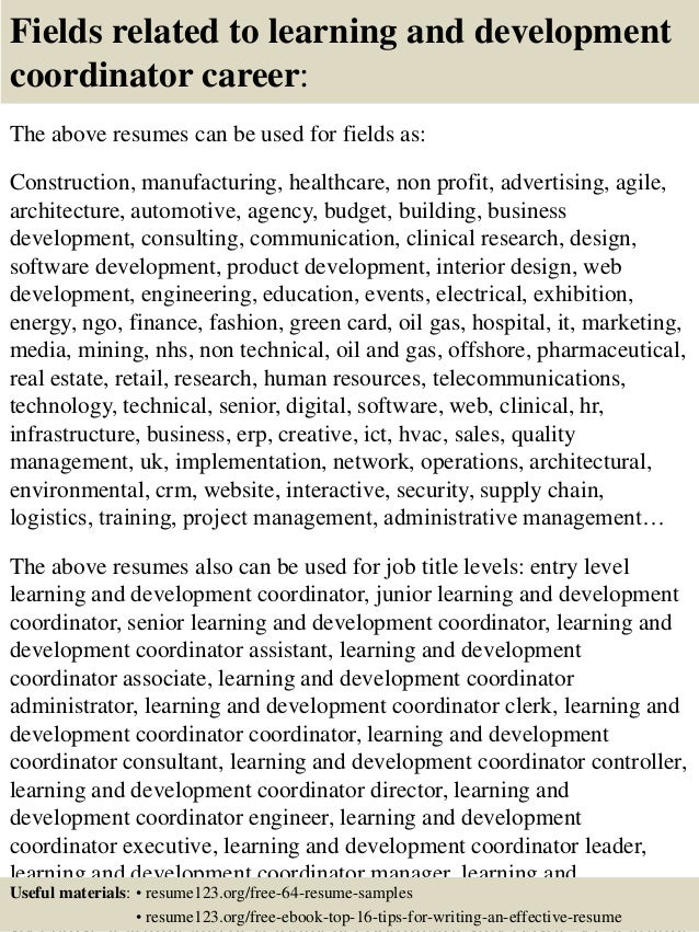 learning and development resume samples