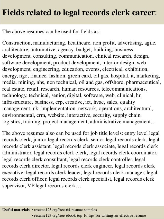 records clerk resumes