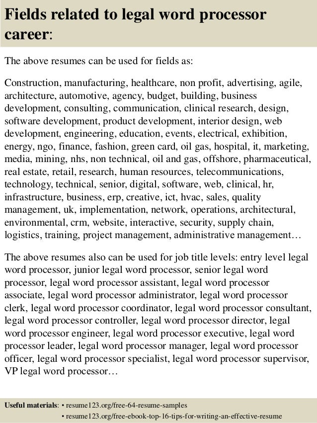 word processor resume