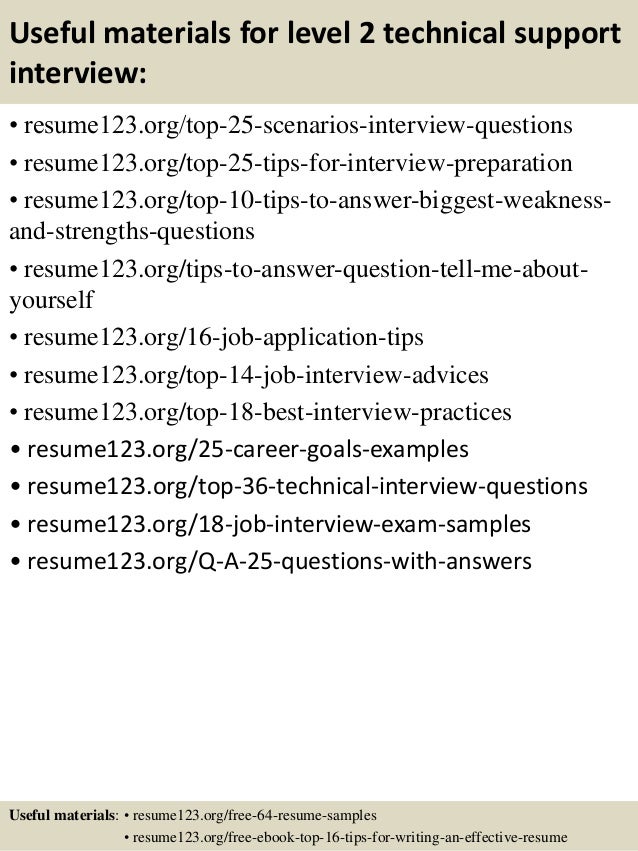 top 8 level 2 technical support resume samples
