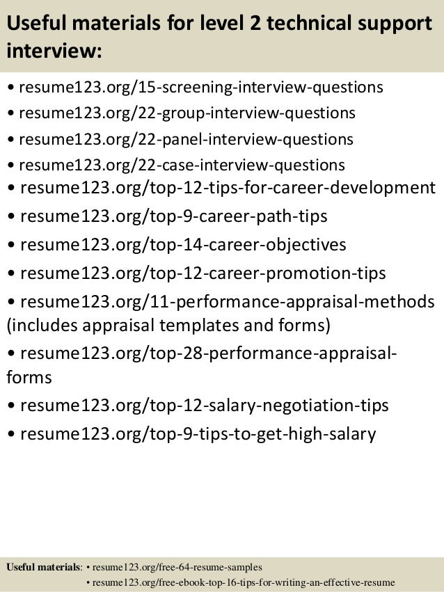 top 8 level 2 technical support resume samples