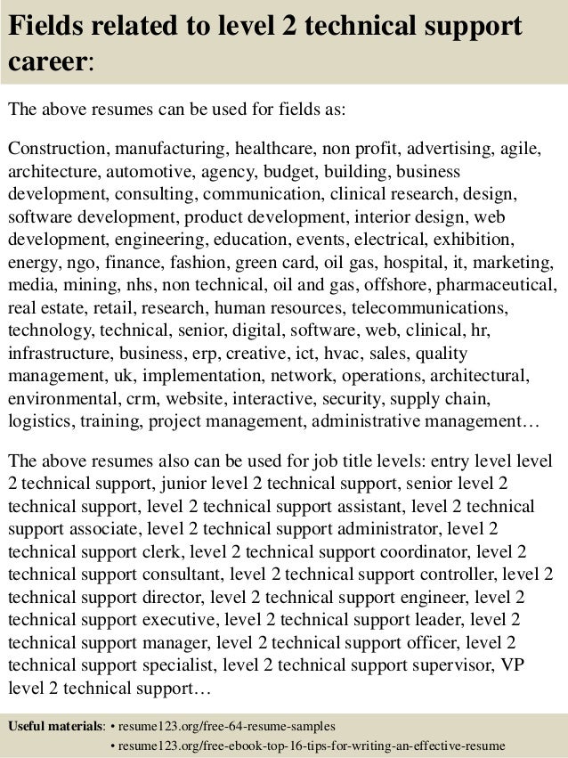 top 8 level 2 technical support resume samples
