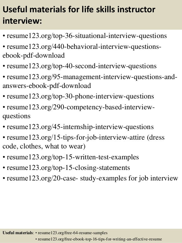 Life skills resume examples