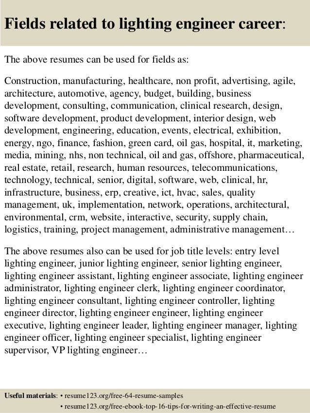 Top 8 lighting engineer resume samples