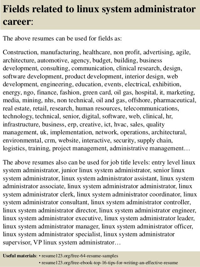 Model resume for system administrator