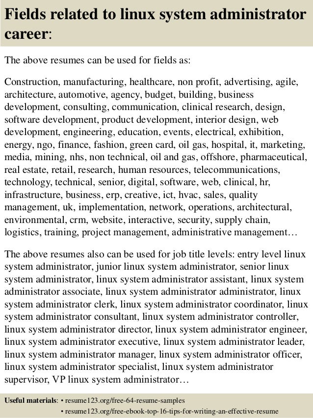 resume format for system administrator