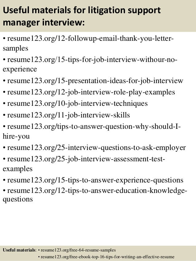 top 8 litigation support manager resume samples