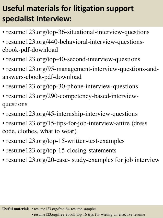 top 8 litigation support specialist resume samples