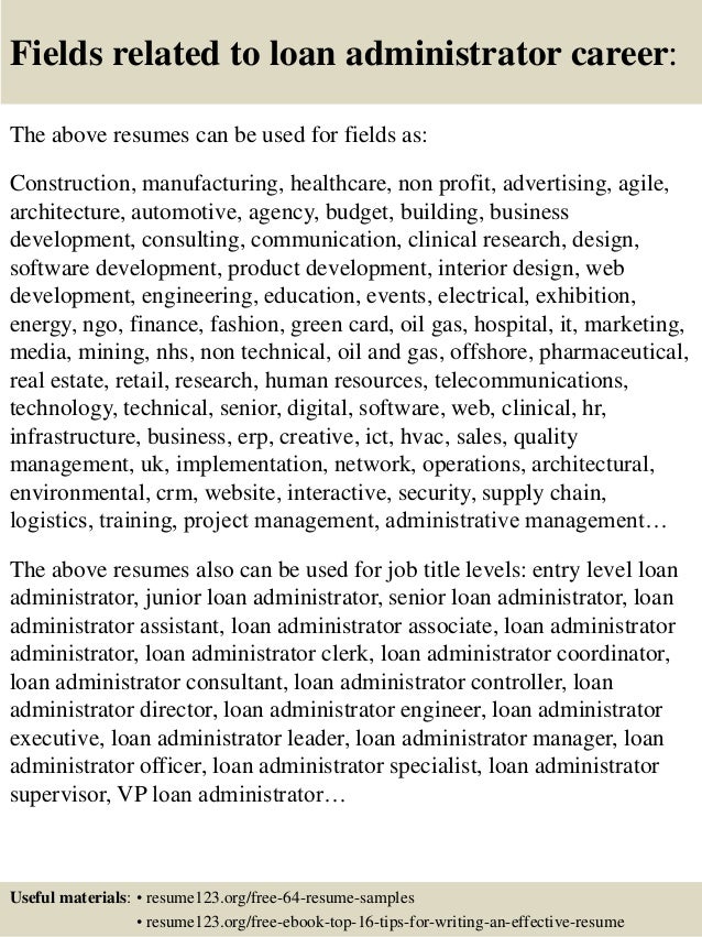 top 8 loan administrator resume samples loan administrator resume