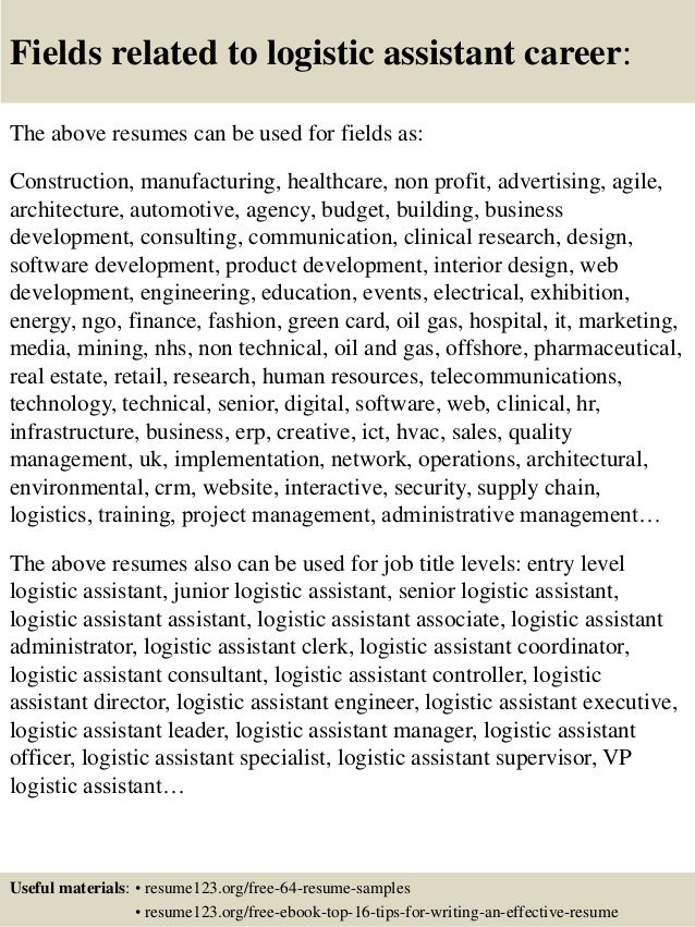 logistics resume examples