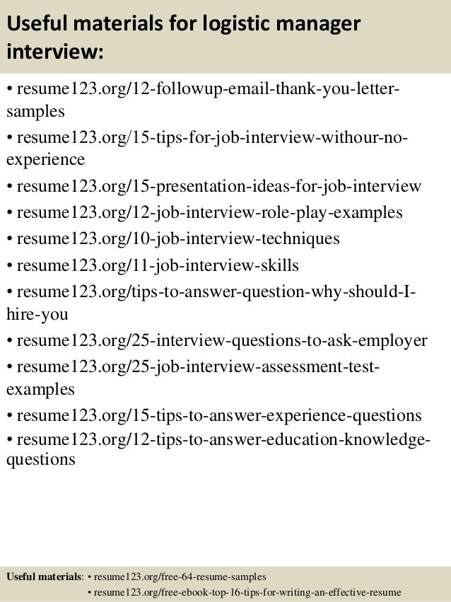 resume for logistics manager