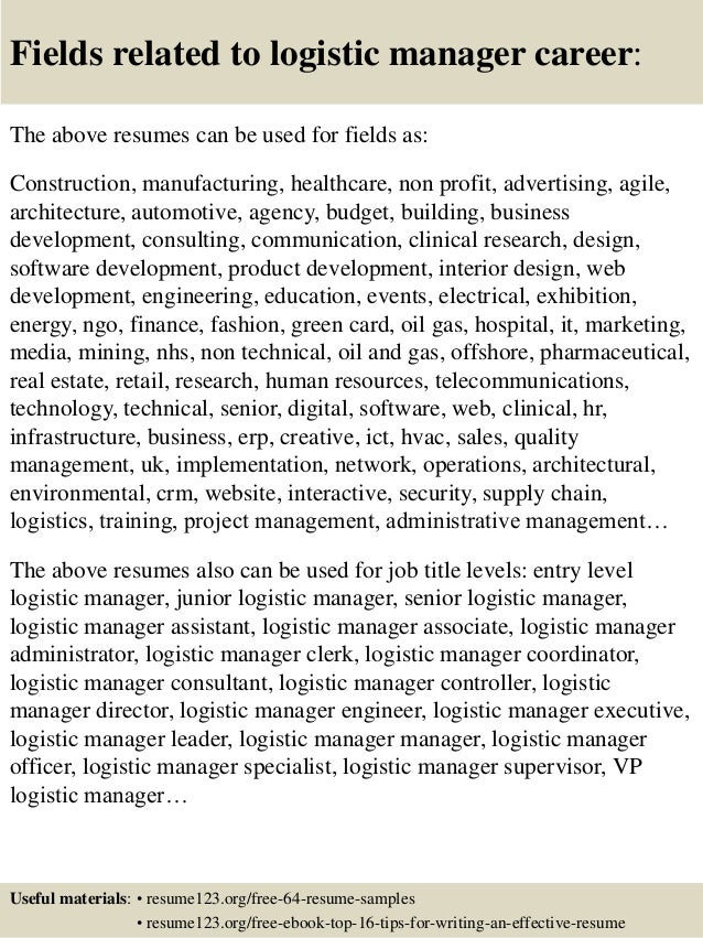 top 8 logistic manager resume samples logistics manager resume samples