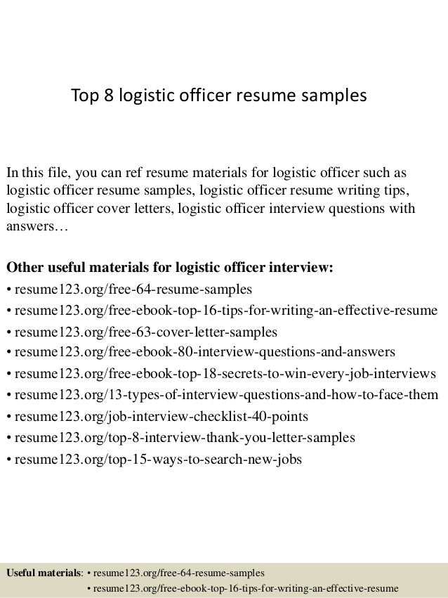 Logistics Officer Cv Sample Myperfectcv