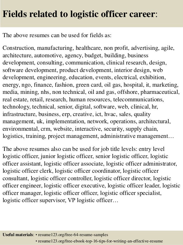 logistic resume samples