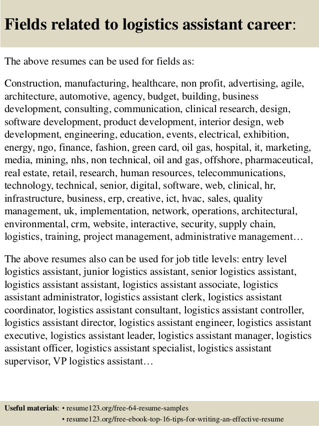 logistic resume samples