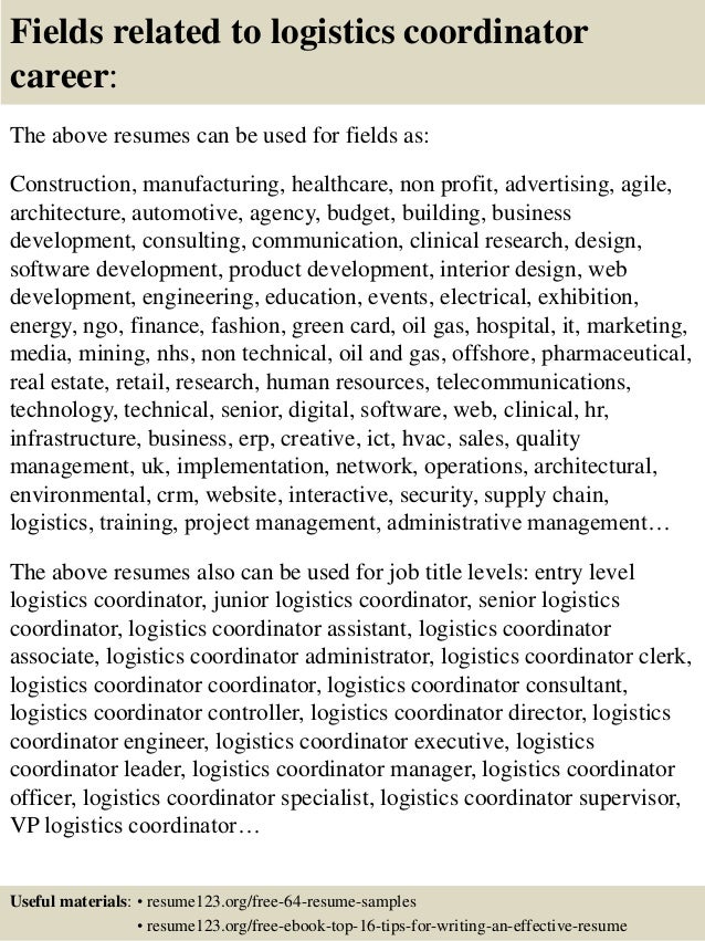 logistics coordinator resume