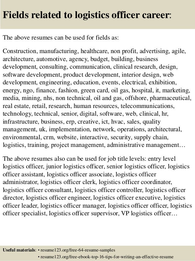 logistics resume sample