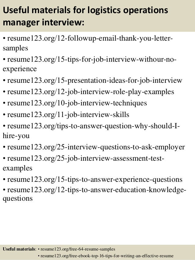 operations manager job description resume