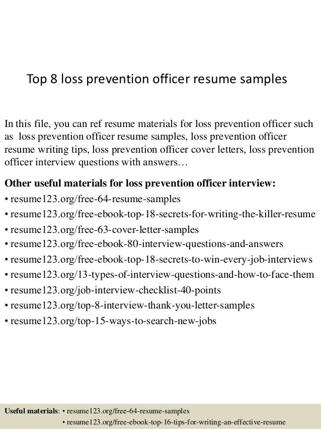 Loss prevention resume samples