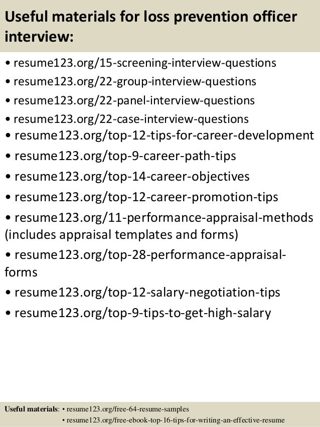 loss prevention resume samples