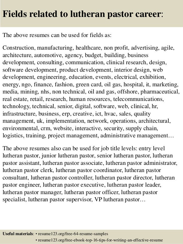 top 8 lutheran pastor resume samples pastor resumes