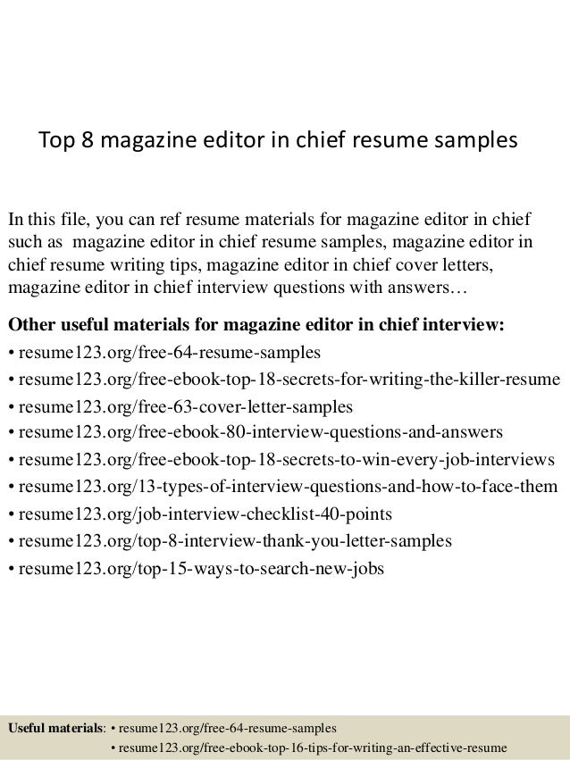 Resume magazine sales