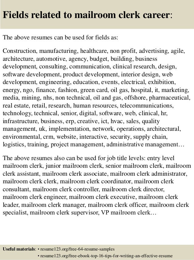 clerk resume examples