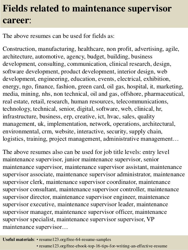 maintenance manager resume sample resume my career
