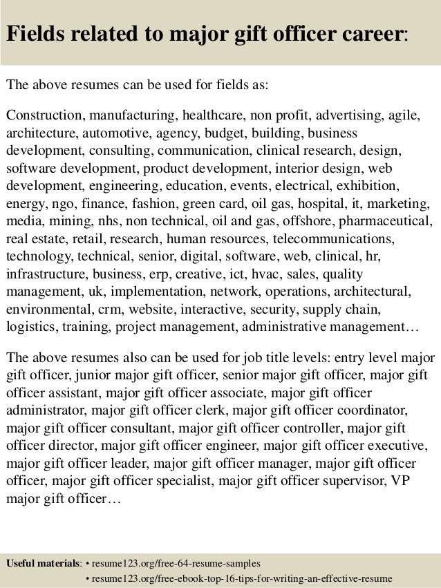 Top 8 major gift officer resume samples