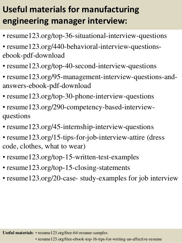 manufacturing engineer sample resumes