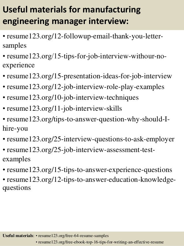 manufacturing engineer sample resumes