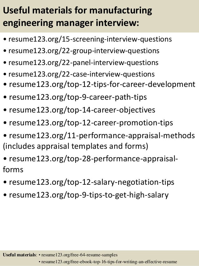 manufacturing resume sample