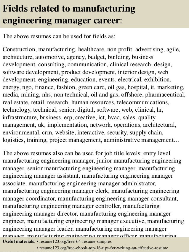 top 8 manufacturing engineering manager resume samples