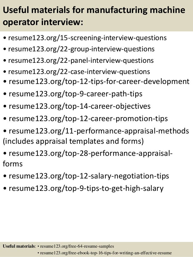 sample resume for machine operator