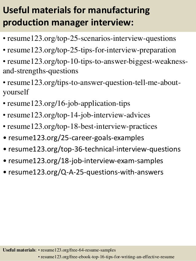 production manager sample resume