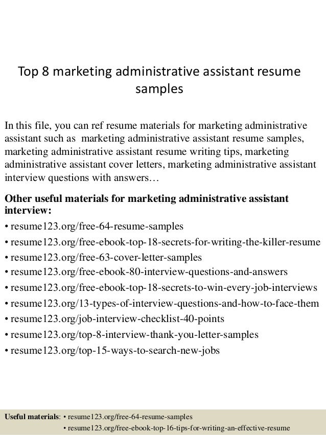 top 8 marketing administrative assistant resume samples administrative assistant objective resume