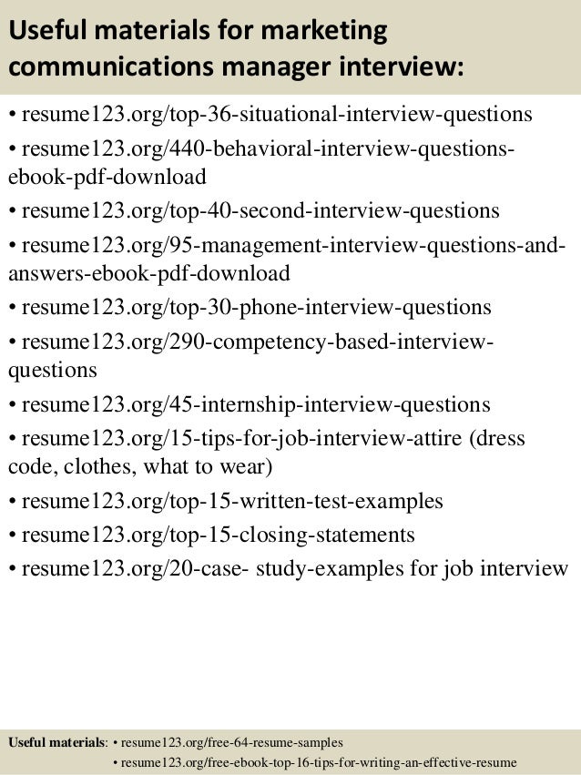 top 8 marketing communications manager resume samples